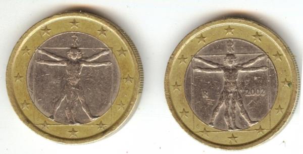 Moneta da un euro con uomo vitruviano (talkymusic.it)